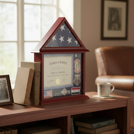 flag display case with certificate holder, flag and certificate display case