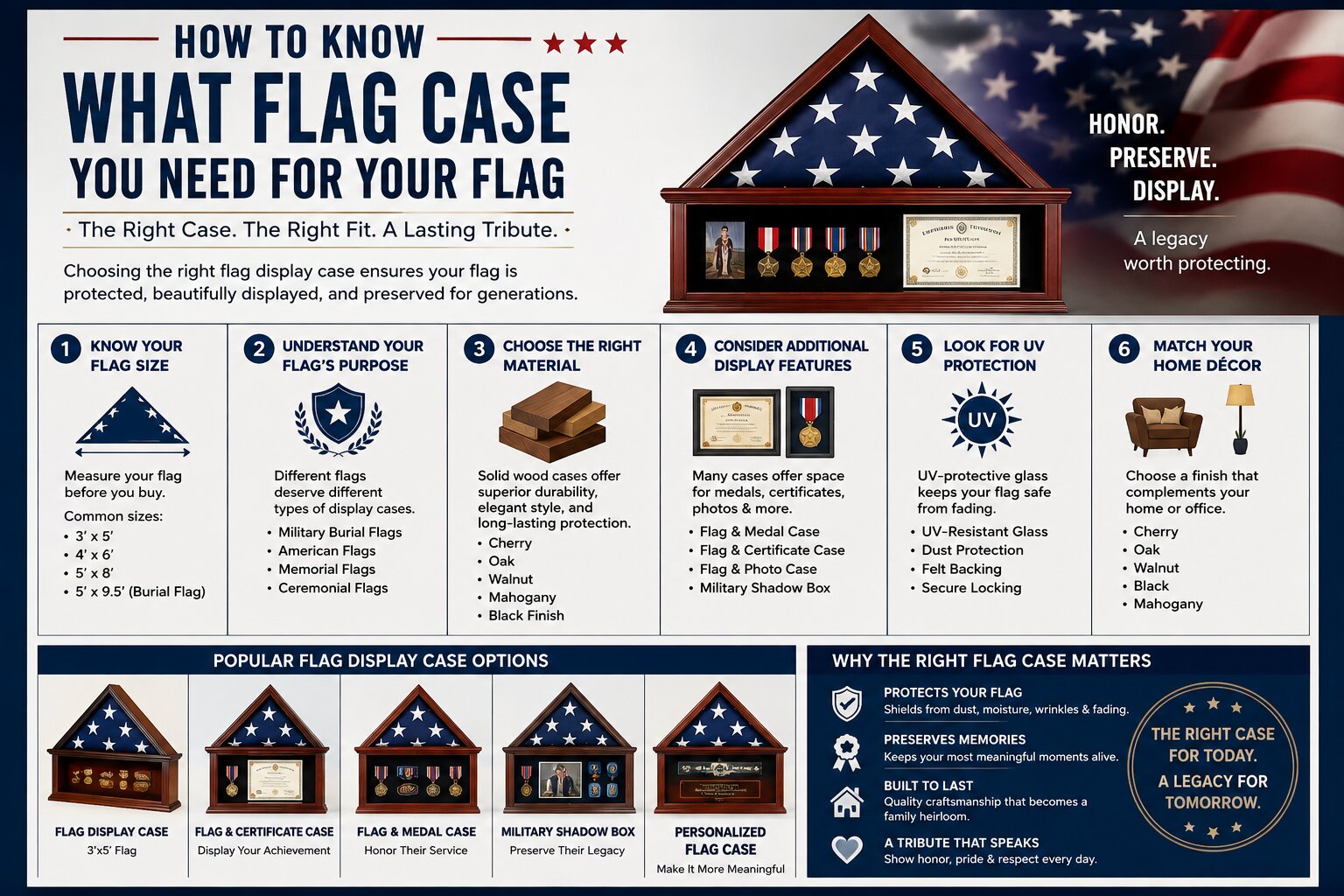 How to know what flag case you need for your flag, Flag display case, American flag display case