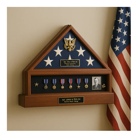 Presidential pedestal flag display, Flag and medal display case, Presidential flag display case