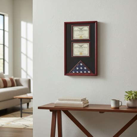 Where Legacy Meets Recognition: 3" x 5" Flag Case with Dual Certificate Display