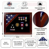 American Corner flag and medal display case, Fit 3 x 5 Flag., , The Military Gift Store, Rectangular case