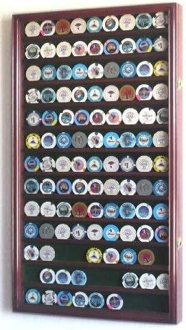 Very Large Challenge Coin Display Case in Cherry Wood Finish - The Military Gift Store