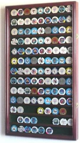 Very Large Challenge Coin Display Case in Cherry Wood Finish