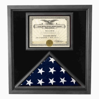 American made flag and certificate display cae, Flag and award display case, American flag and Doc display case 