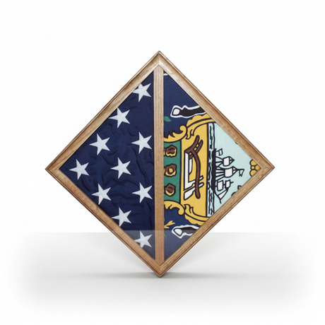 2 flags display case wall mounted, double flag display case wall mount, wall mounted 2 flag display box, dual flag display case wooden, wall mount double flag shadow box, glass front wall mounted flag display case, solid wood double flag display box, triangular folded flag display case 2 flags, space saving wall mount flag case, durable dual flag shadow box