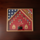 2 flag military shadow box 3x5, double flag display case 3x5, dual flag shadow box military, 3ft x 5ft double flag display case, two flag display case wood, glass front double flag shadow box, solid wood dual flag display case, triangular folded flag shadow box 2 flags, wall mount double flag display case, durable military flag shadow box
