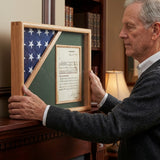 Cherry Shadow Box for 3' x 5' Flag with Document Holder, Cherry Finish Flag Shadow Box with 8.5 x 11 Certificate Frame, 3x5 Flag Shadow Box Cherry Wood Display Case, Cherry Flag and Document Shadow Box Frame, Military Flag Shadow Box Cherry with Certificate Holder, Burial Flag Shadow Box Cherry Finish Display Case, cherry wood shadow box flag and document display case, cherry finish shadow box with glass front for flag and certificate, solid wood cherry shadow box with 8.5 x 11 frame, deep cherry shadow box