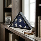 US made flag case 3x5, American made flag display case, flag case for 3x5 American flag, USA flag display case wood, 3x5 flag case made in USA, solid wood USA made flag case, glass front American made flag case, wall mount flag case 3x5 USA made, tabletop flag display case made in USA, handcrafted wooden flag case USA, triangular flag display case 3x5