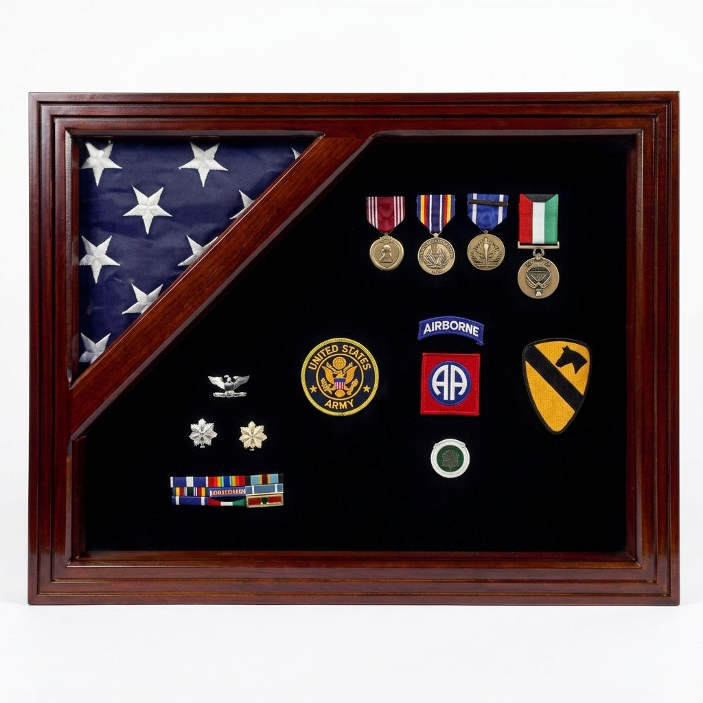 American flag display case, flag and medal display case, American flag and medal display case, military flag display case, veteran flag display case, flag shadow box, military shadow box, medal display case, folded flag display case, flag case with medal display, 3x5 flag display case, 3 x 5 flag display case, 3x5 American flag case, 3x5 flag shadow box, display case for 3x5 flag, folded 3x5 flag display case