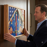 Marine Corps 2 Flag Shadow Box Display Case - 4' x 6' burial flags, , The Military Gift Store, 2 Flag Military Shadow Box