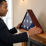 Solid Wood Memorial Flag Case Frame Display Case for 5x9.5' Flag Folded for Funeral or Burial Flag, Solid Wood Memorial Flag Case Frame Display Case, The Military Gift Store, Flag Case