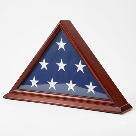 Solid Wood Elegant 5 x 9.5' Flag Display Case for Burial/Funeral/Veteran Flag - Cherry, Solid Wood Elegant 5 x 9.5' Flag Display Case for Burial/Funeral, The Military Gift Store, Flag Case
