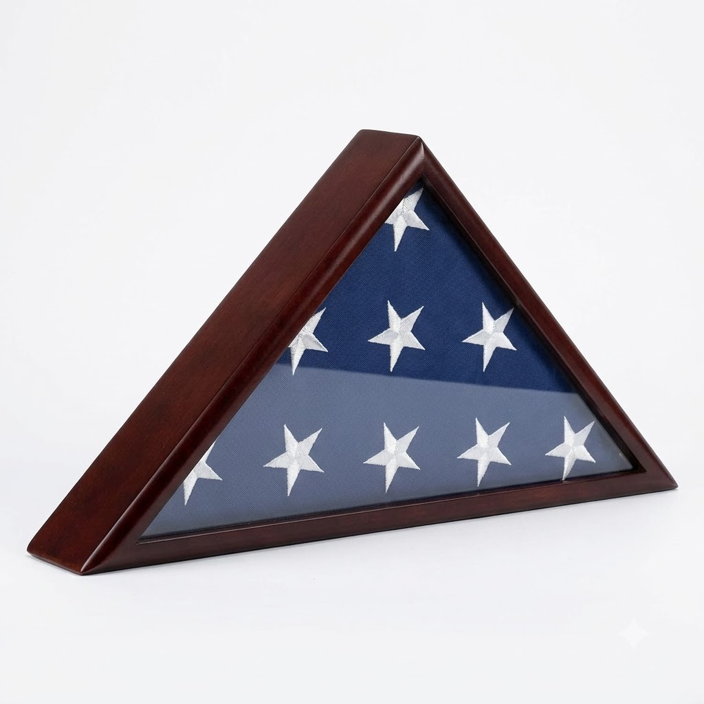 Solid Wood Memorial Flag Case Frame Display Case for 5x9.5' Flag Folded for Funeral or Burial Flag, Solid Wood Memorial Flag Case Frame Display Case, The Military Gift Store, Flag Case