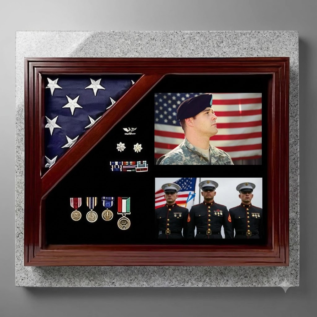 Retirement Flag Photo and Medal Display Frame, , The Military Gift Store, Air Force flag display cases, Air force Retirement Shadow Boxes (61)