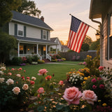 American Flag 8x10 Ft, Large American Flags for Outside, US USA Flag with Oxford Nylon Material, Vivid Color, Sewn Stripes, Brass Grommets, Embroidered Stars, Perfect for Indoor/Outdoor High Wind Use, American Flag 8x10 Ft, Large American Flags for Outside, The Military Gift Store, Pre Folded American Flags