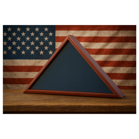 Large flag display box with custom glass, Personalized glass military flag case, Engraved glass burial flag display case, Veteran tribute large flag box, American flag case with custom engraving, Memorial flag display with personalized glass front, Solid wood large flag shadow box, Custom engraved flag display case, Patriotic memorial flag holder with glass front, Handmade large flag case with personalized glass