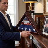 Cherry Wood Triangle Flag Display Case, 3x5 Flag Display Case, 3' x 5' Flag Display Case, Triangle Flag Display Case, American Flag Display Case, Cherry Flag Display Case, Wooden Flag Display Case, Military Flag Display Case, Veteran Flag Display Case, Memorial Flag Display Case, Folded Flag Display Case, USA Flag Display Case, Flag Shadow Box, Flag Display Cabinet, Patriotic Flag Display Case, Veteran Memorial Gift, Military Retirement Gift, Army Flag Display Case, Navy Flag Display Case