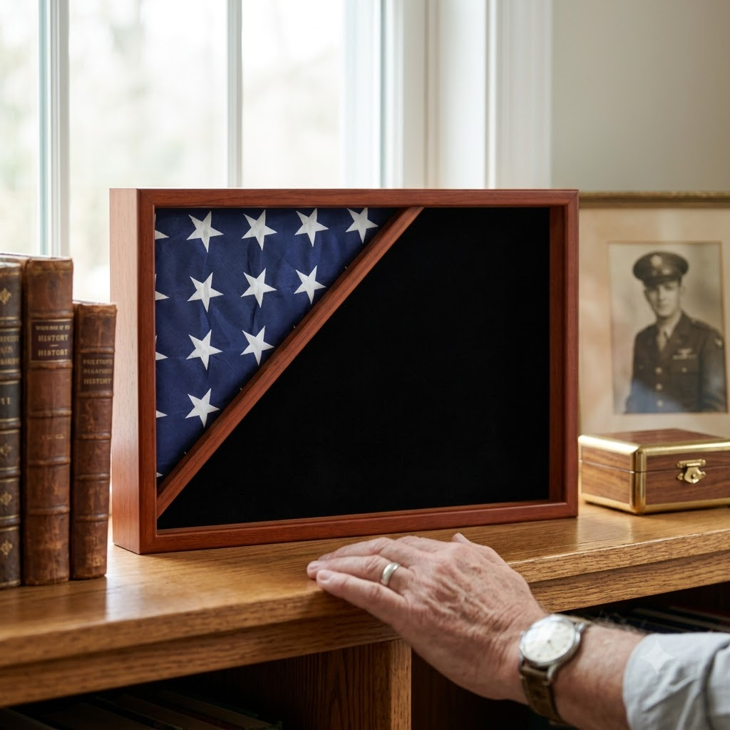 Shadow box for 3' x 5' flag, Cherry Case, , The Military Gift Store, Flag Display Cases For 3'X5' Flag