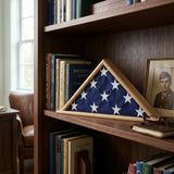 coffin flag case, burial flag display case, American flag coffin case, military coffin flag case, flag case for burial flag, veteran flag display case, solid wood coffin flag case, glass front burial flag display case, wall mount coffin flag case, tabletop flag display case for burial flag, handcrafted wooden flag case, hinged lid coffin flag case