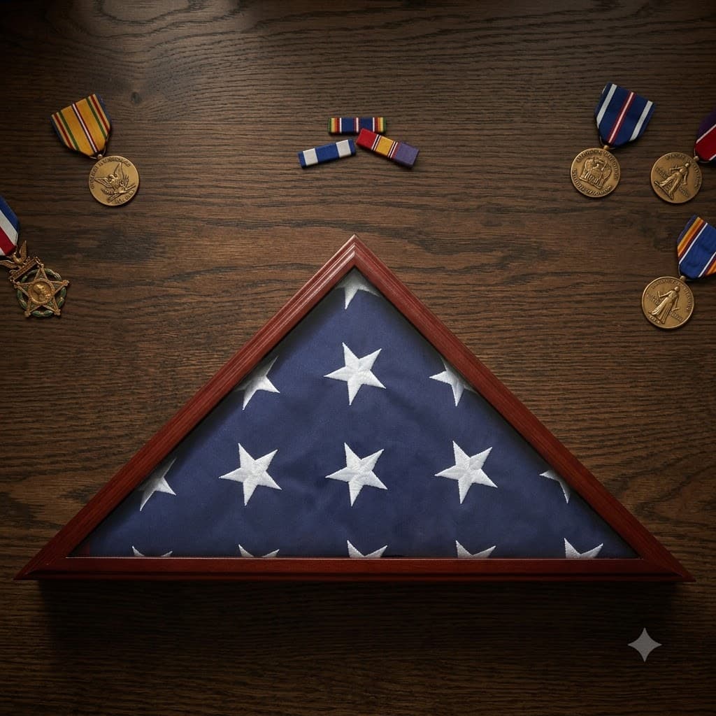 Flag case and a pre folded flag set, Flag case and a pre folded flag set, 5 x 9.5 ft American flag, The Military Gift Store, Pre Folded American Flags