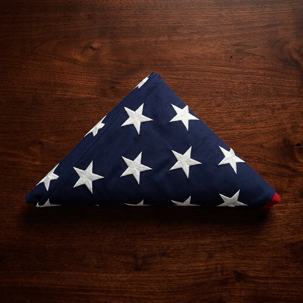 American Flag 3x5 cotton, 3 ft x 5 ft American flag, cotton American flag for display case, folded American burial flag 3x5, USA flag 3x5 cotton, American flag for flag display case, embroidered stars cotton American flag, stitched stripes US flag 3x5, heavy duty cotton American flag, fade resistant cotton USA flag, indoor display American flag 3x5