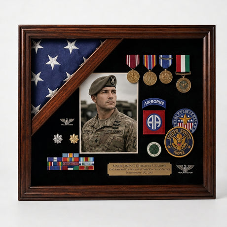 Retirement flag medal display frame, Military Retirement gift, , The Military Gift Store, Flag Medals Display Case