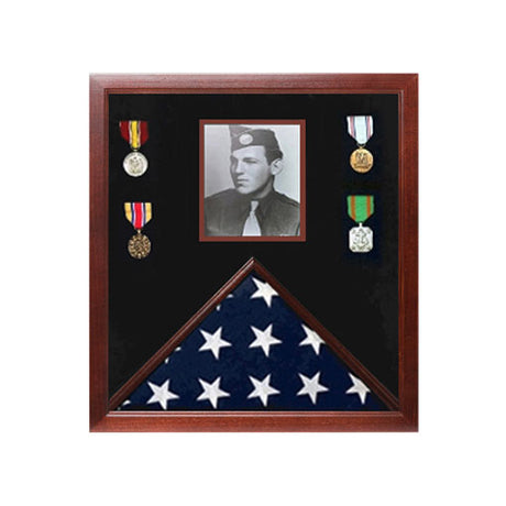 Flag and Document Display Case - Fit 5" x 8" flag. - The Military Gift Store