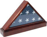 Burial/Funeral Flag Display Case Frame, Military Shadow Box with Pedestal Stand - Cherry - The Military Gift Store