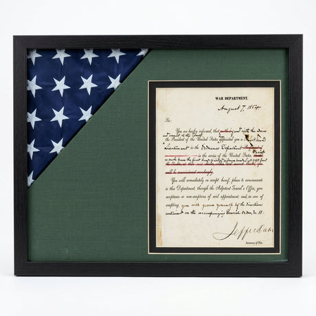 Black Shadow Box for 3' x 5' Flag with Document Holder, Black Flag Shadow Box with 8.5 x 11 Certificate Frame, 3x5 Flag Shadow Box Black Finish, Black Flag and Document Shadow Box Display Case, Military Flag Shadow Box Black with Certificate Holder, Burial Flag Shadow Box Black Finish, black wood shadow box flag and document display case, black finish flag shadow box with glass front, solid wood black shadow box with 8.5 x 11 frame, deep black shadow box for folded flag and certificate, dual display black f