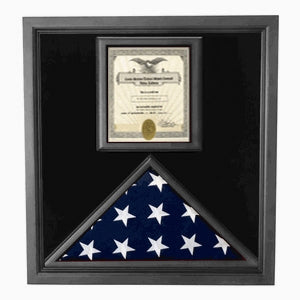 Flag and Document Case - Vertical 8 1/2 x 11 Document for Hanging Medals and Other Memorabilia - fit 3' x 5' flag or fit 5' x 9.5' Flag., Flag and Document Case - Vertical 8 1/2 x 11 Document., The Military Gift Store, Flag and Document Display Case