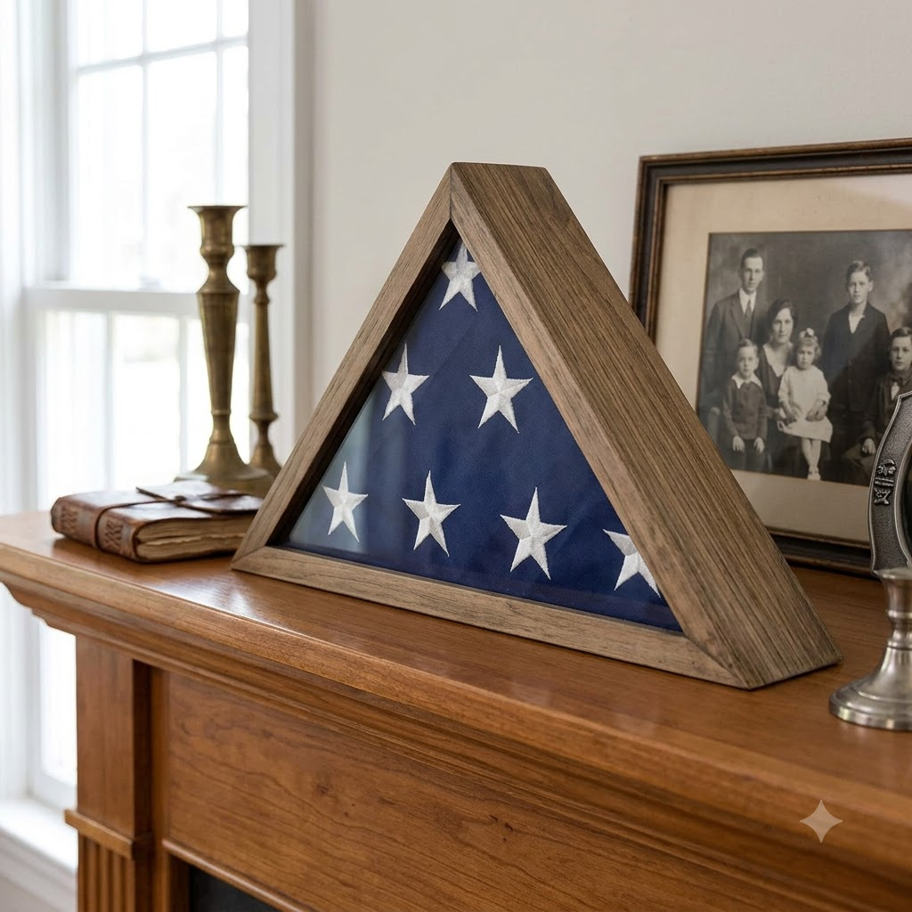 Rustic Flag Case SOLID WOOD Military Flag Display Case for 9.5 x 5 Flag, Rustic Flag Case SOLID WOOD Military Flag Display Case, The Military Gift Store, Burial Flag Display Cases fit 5ft X 9.5ft Flags (31)