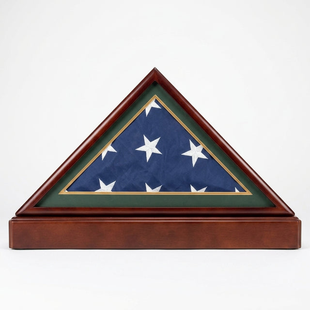Burial/Funeral Military Shadow Box with Pedestal Stand (with Army Green Mat)., Burial/Funeral Military Shadow Box with Pedestal Stand., The Military Gift Store, Burial Flag Display Cases fit 5ft X 9.5ft Flags (31)