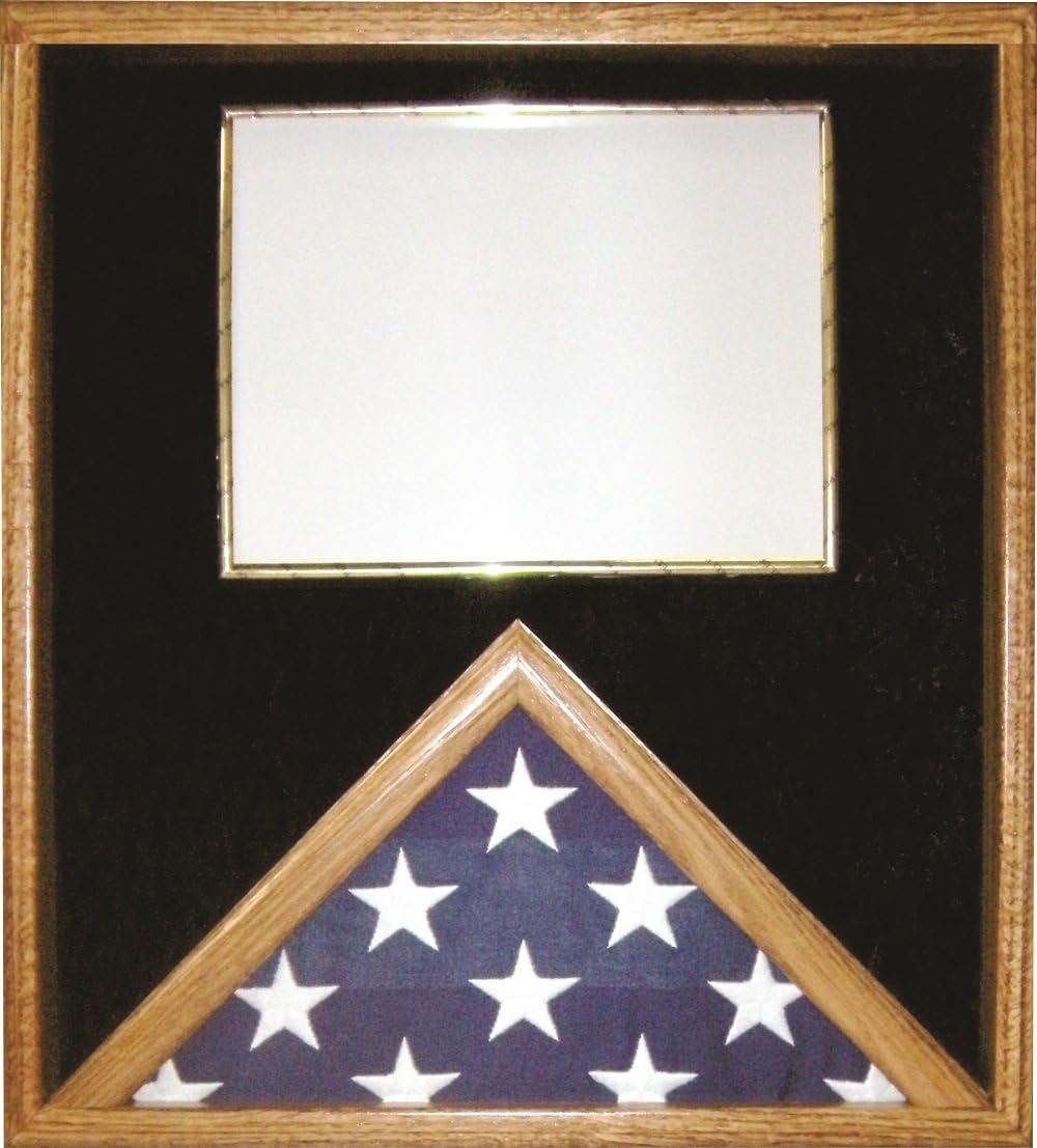 Military Medal and Flag Display Case - Oak Shadow Box., , The Military Gift Store, Flag and Document Display Case