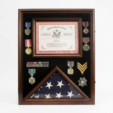Flag Display Case Pin Medal Shadow Box with Certificate/Letter Holder for 3 x 5 ft flag, Flag Display Case Pin Medal Shadow Box with Certificate/Letter Holder, The Military Gift Store, Flag and Document Case