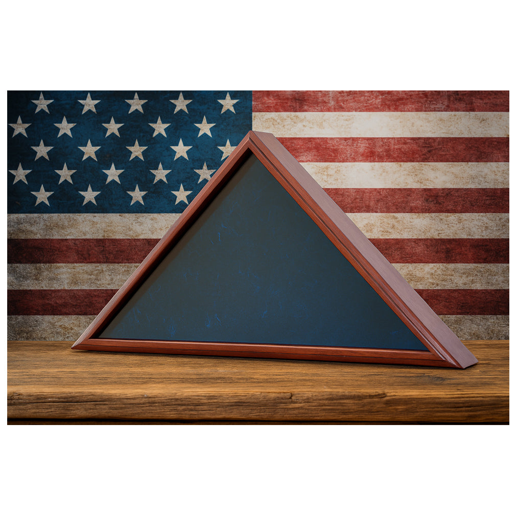 Large flag display box with custom glass, Personalized glass military flag case, Engraved glass burial flag display case, Veteran tribute large flag box, American flag case with custom engraving, Memorial flag display with personalized glass front, Solid wood large flag shadow box, Custom engraved flag display case, Patriotic memorial flag holder with glass front, Handmade large flag case with personalized glass