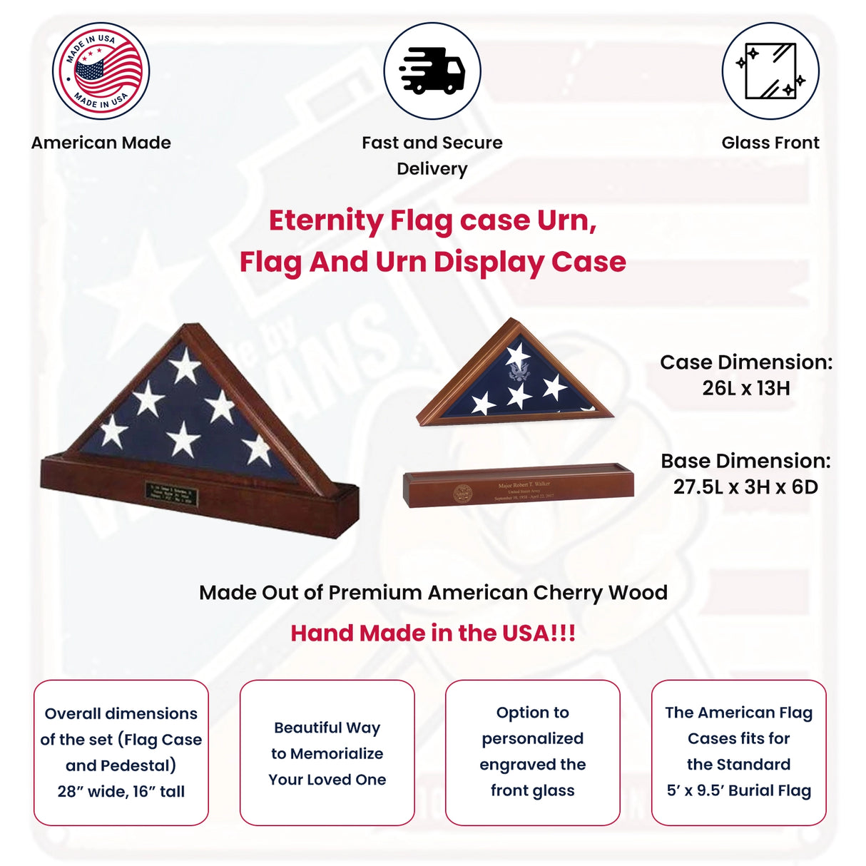 Eternity Flag case Urn, Flag And Urn Display Case, , The Military Gift Store, Burial Flag Cases