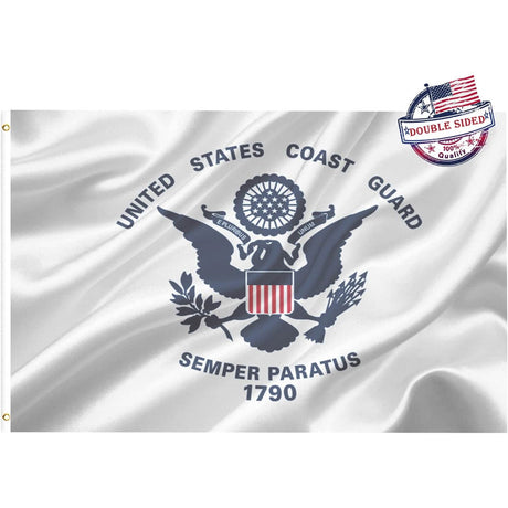 US Coast Guard Flag 3x5 Outdoor Double Sided- Heavy Duty 3ply United States Coast Guard Flag Super Durable 4 Rows Stitched Edge Canvas Header with 2 Brass Grommets - The Military Gift Store