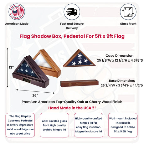 Flag Box, Flag Pedestal Box, Flag Boxes - Cherry Material., , The Military Gift Store, Flag Cases (75)