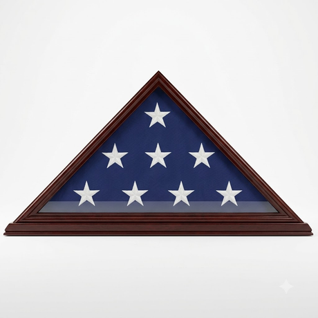 Flag Display Case Frame Stand, Veteran Memorial for 5' X 9.5' Flag - Cherry Finish, Flag Display Case Frame Stand, Veteran Memorial for 5' X 9.5' Flag, The Military Gift Store, Casket Flag display Cases