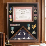 Flag Display Case Pin Medal Shadow Box with Certificate/Letter Holder for 3 x 5 ft flag, Flag Display Case Pin Medal Shadow Box with Certificate/Letter Holder, The Military Gift Store, Flag and Document Case