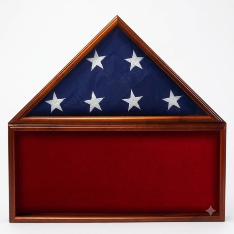 Flag Memorabilia Display Case,Red Background,Flag Case, , The Military Gift Store, Mountain flag case