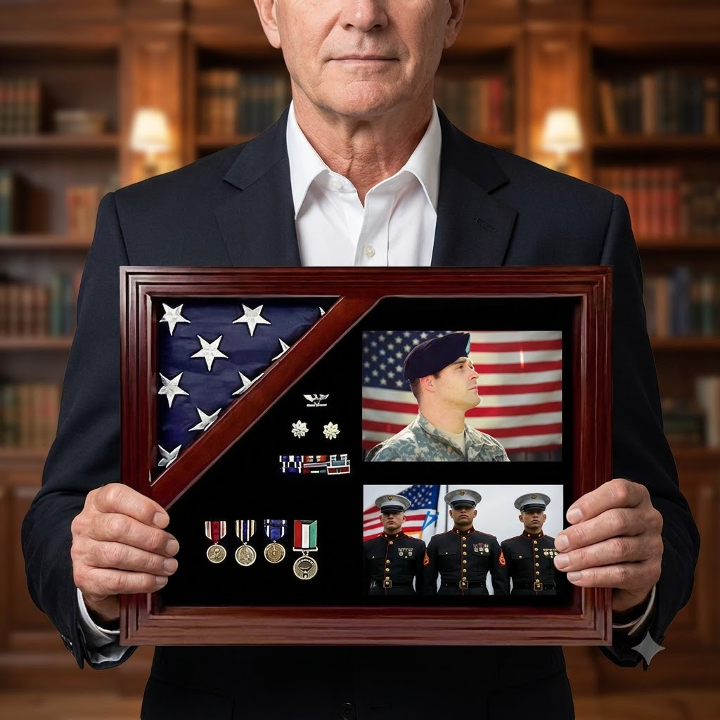 Retirement Flag Photo and Medal Display Frame, , The Military Gift Store, Air Force flag display cases, Air force Retirement Shadow Boxes (61)