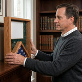 Flag Certificate Case, 3x5 Flag Certificate Case, Flag and Certificate Display Case, American Flag Certificate Case, Military Flag Certificate Display Case, Flag Display Case with Certificate Holder, Veteran Flag Certificate Case, Memorial Flag Certificate Case, Wooden Flag Certificate Case, Flag and Document Display Case, 3x5 folded flag display with certificate, Flag and award display case, Military document and flag display case, Flag diploma display case, Veteran certificate display frame