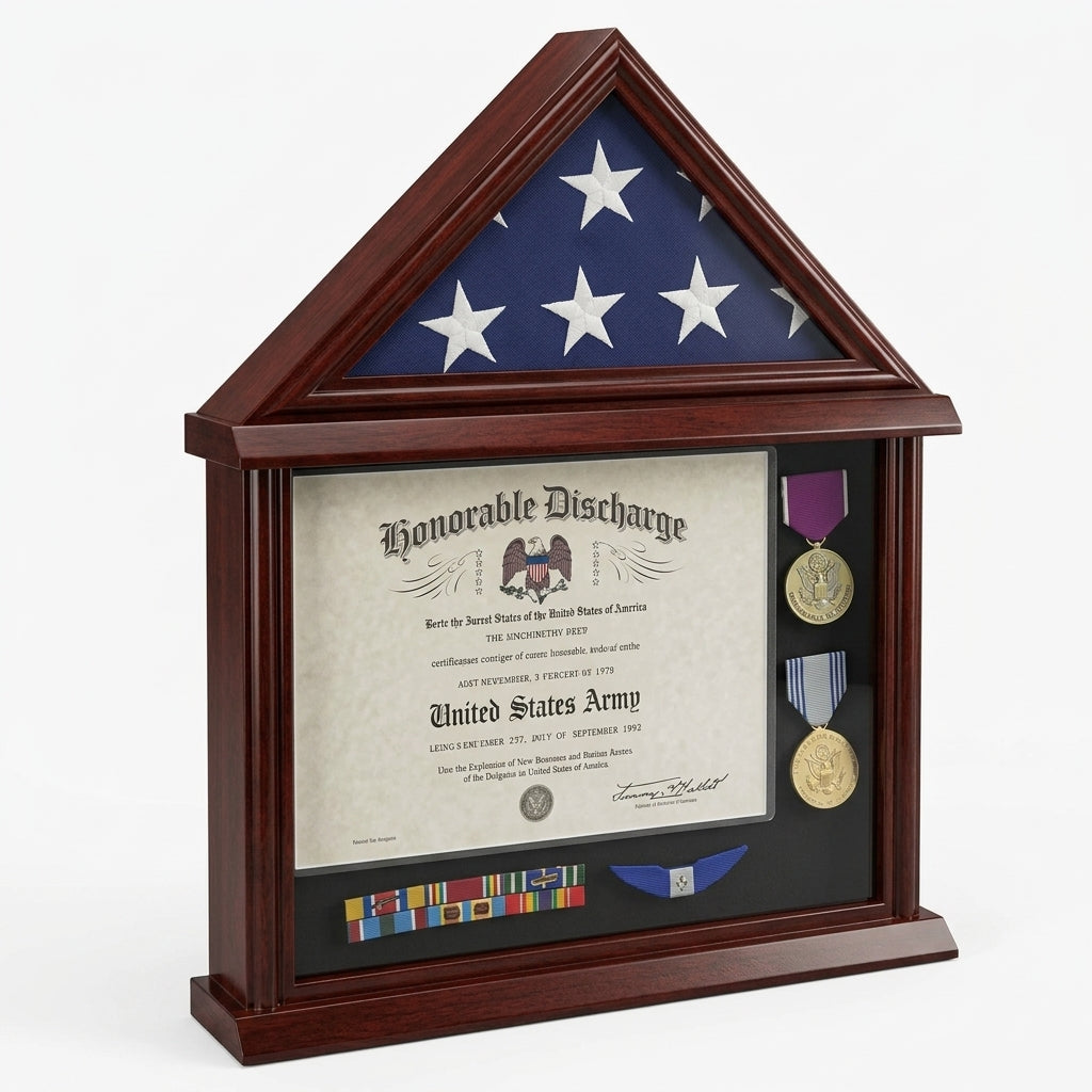 Flag Connections 3’x 5’ Flag Display Case Frame Shadow Box, with Certificate and Document Holder, Flag Connections 3’x 5’ Flag Display Case Frame Shadow Box, The Military Gift Store, Army Flag Display Cases (64)