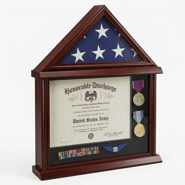 Flag Connections 3’x 5’ Flag Display Case Frame Shadow Box, with Certificate and Document Holder, Flag Connections 3’x 5’ Flag Display Case Frame Shadow Box, The Military Gift Store, Army Flag Display Cases (64)