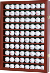 Flag Connections 80 Novelty/Souvenir Golf Ball Display Case Holder Cabinet, (Mahogany Finish)