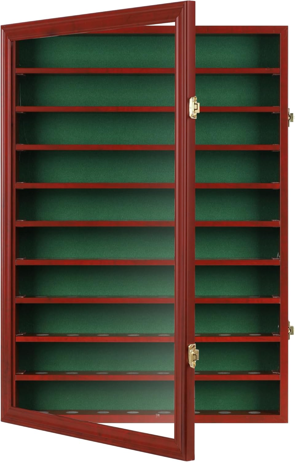Flag Connections 80 Novelty/Souvenir Golf Ball Display Case Holder Cabinet, (Mahogany Finish)