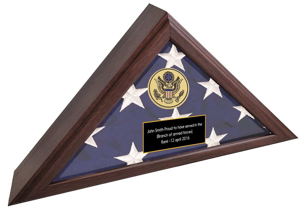 Personalized Army Flag Display Case, Army medallion flag  box American Made  - US Army Retirement Gift, Army Burial Flag Display case, Personalized Army Flag Display Case, Army medallion flag box, The Military Gift Store, Flag Display Case