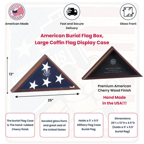 Memorial Flag Case - Burial Flag Box, Military Flag Case, , The Military Gift Store, Casket Flag Display Cases