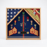 Marine Corps 2 Flag Shadow Box Display Case - 4' x 6' burial flags, , The Military Gift Store, 2 Flag Military Shadow Box